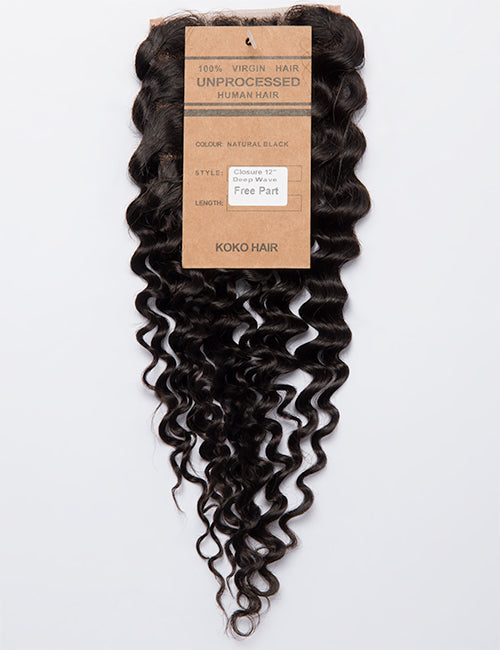 Deep Wave Indian Human Hair Lace Closure