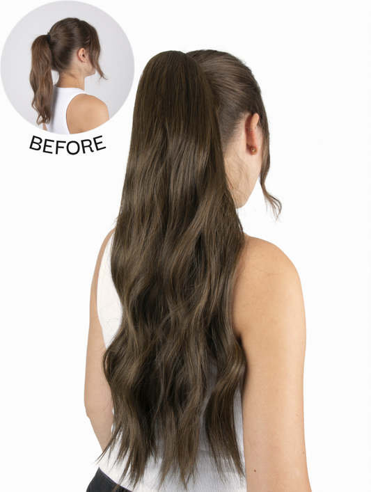 Premium Synthetic Fibre –  22″ Natural Wave Claw Clip Ponytail - Bella