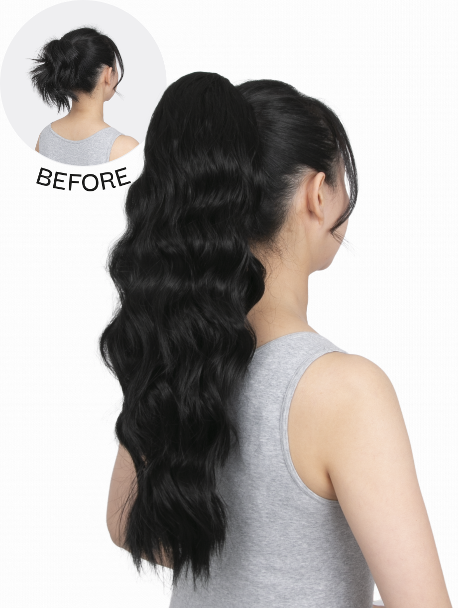Premium Synthetic Fibre – Bella 22″ Natural Wave Claw Clip Ponytails (Fluffy Version)