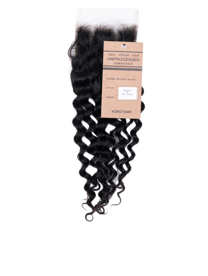 Deep Wave Indian Human Hair Lace Closure