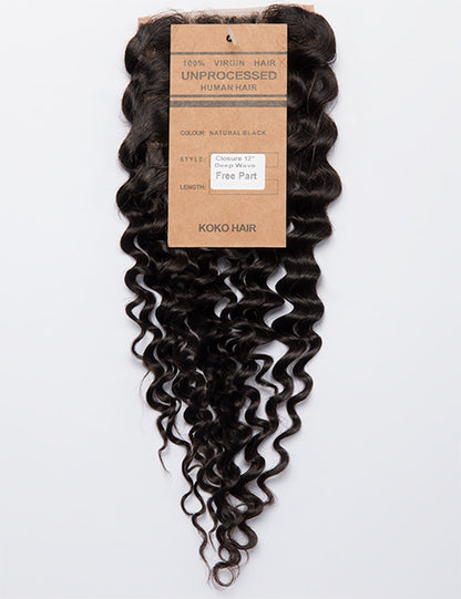 Deep Wave Indian Human Hair Lace Closure