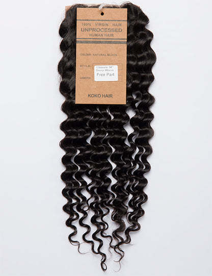 Deep Wave Indian Human Hair Lace Closure