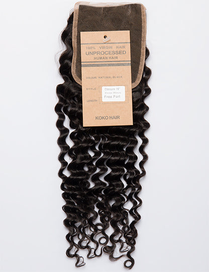 Deep Wave Indian Human Hair Lace Closure