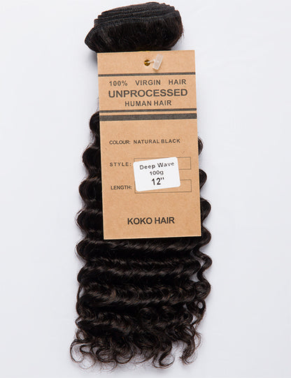 Deep Wave Bundle 100g Virgin India Human Hair Weave Extensions