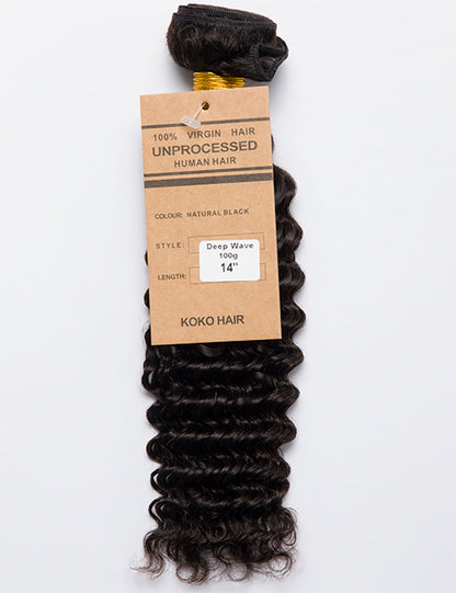 Deep Wave Bundle 100g Virgin India Human Hair Weave Extensions