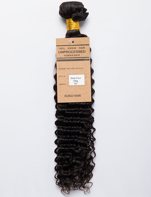 Deep Wave Bundle 100g Virgin India Human Hair Weave Extensions