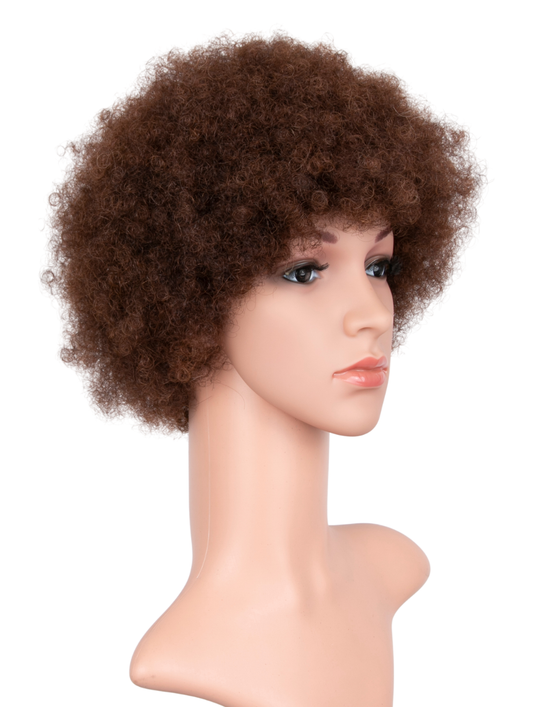 Afro Human Hair Wig - Long 8"