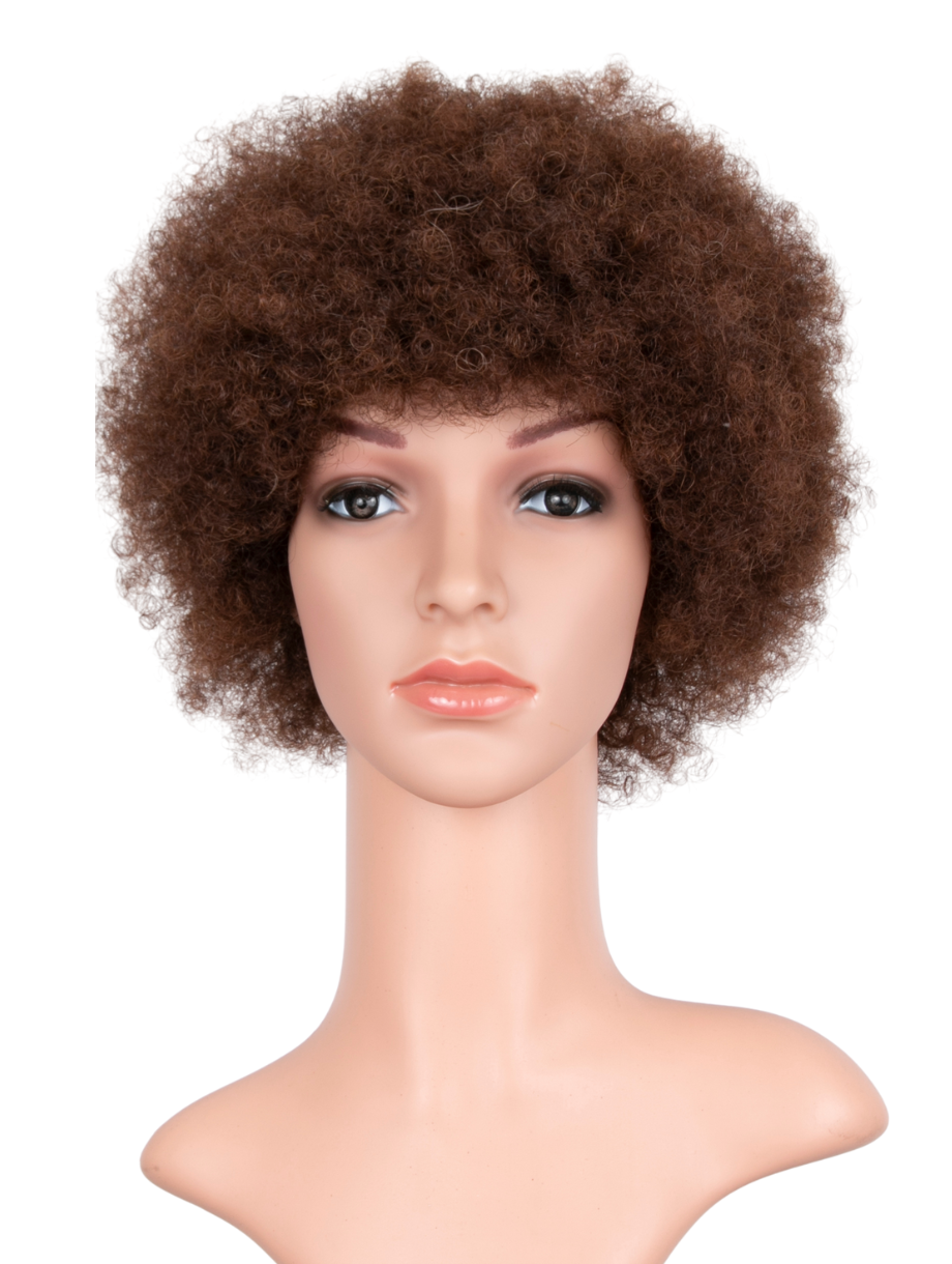 Afro Human Hair Wig - Long 8"
