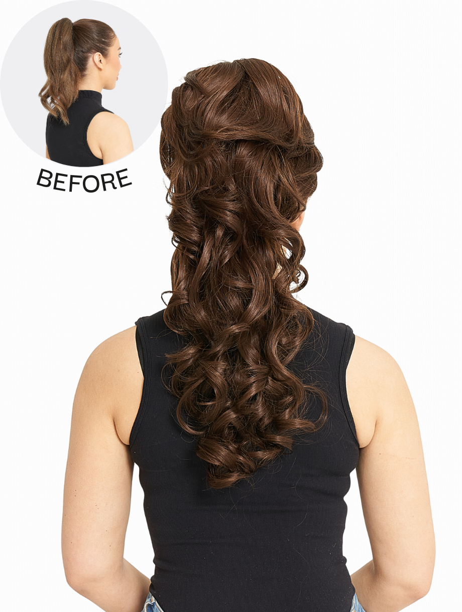 Long Curl with Volume Crown Drawstring Ponytail - Molly