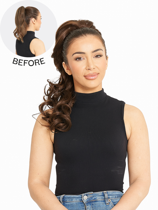 Long Curl with Volume Crown Drawstring Ponytail - Molly