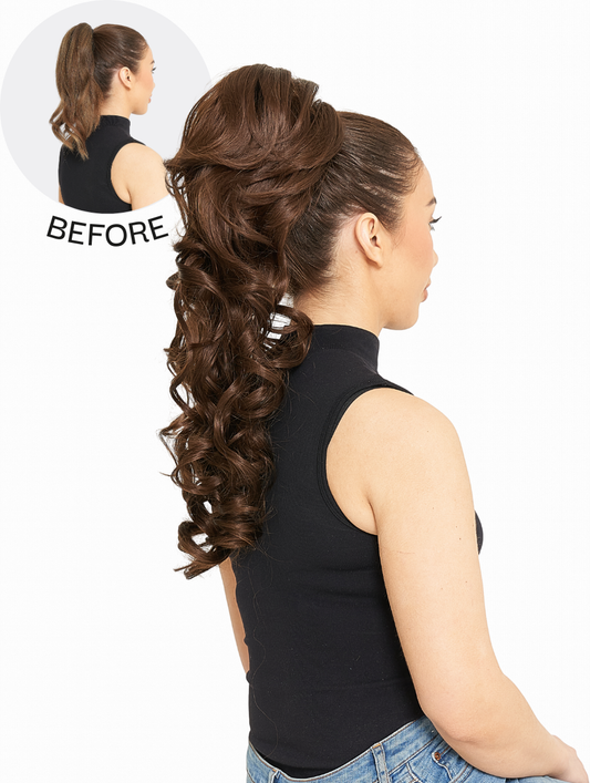 Long Curl with Volume Crown Drawstring Ponytail - Molly
