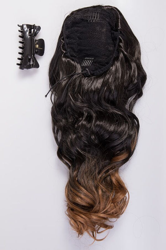 Curly 20" Dip Dye Claw Clip Synthetic Hair Ponytail - LF-39M